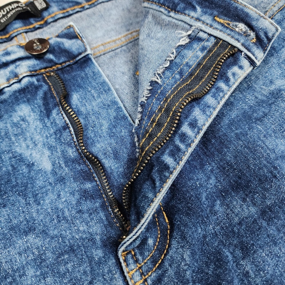 Southpole Skinny Jeans Mens 42x32 Blue Stretch Moto Biker Denim - Picture 10 of 13